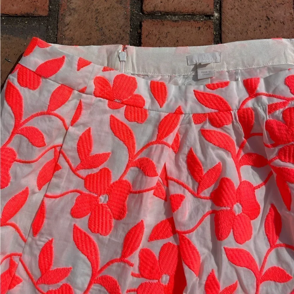 J Crew Collection Neon Embroidered Floral Skirt NWT